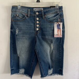 YMI dark blue stone wash distress Jean shorts